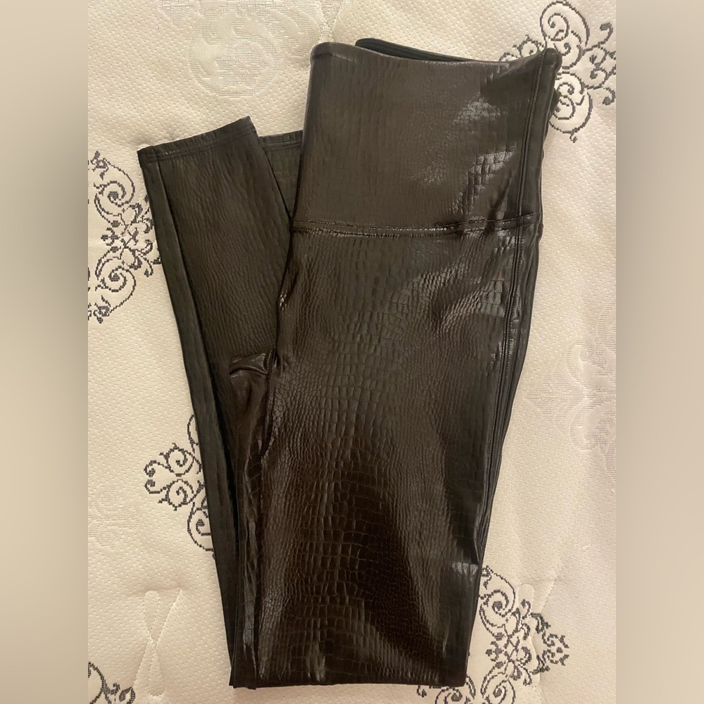 Women’s Spanx Faux Crocodile Leather Leggings in Brown Size XL